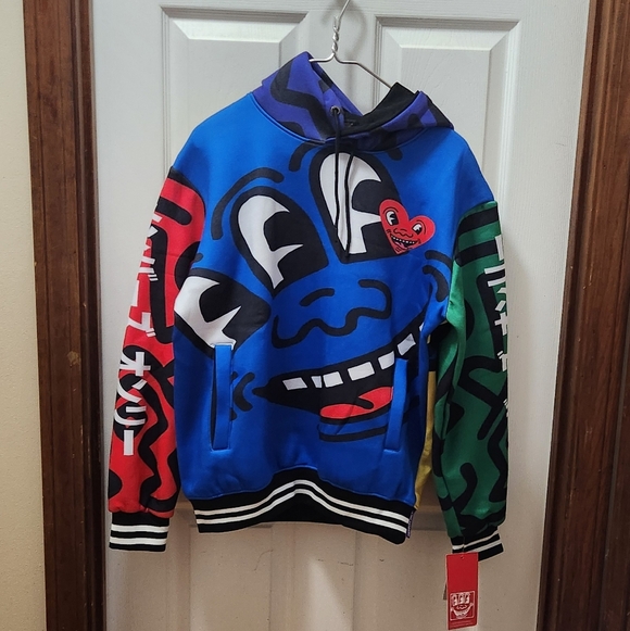 Members Only X Keith Haring Graphic Hoodie Sz Small NWT - Picture 2 of 6